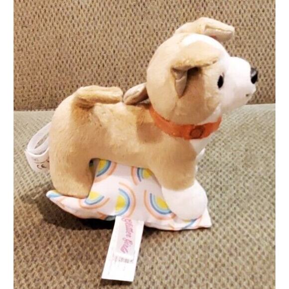 Glitter Girls Battat 5 Inch Brown White Dog Stuffed Animal Plush Toy On Pillow - Picture 4 of 11